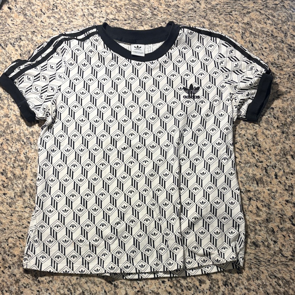 Adidas Women's Black and White Patterned Top